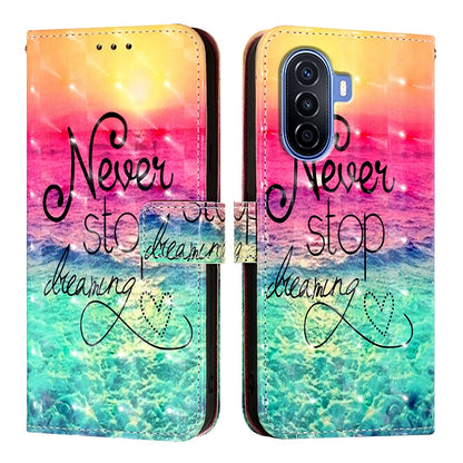 Huawei Enjoy 50 4G Leather Flip Phone Case with 3D Painted Design, Card Holder, Wallet & Stand Function - Durable Protection & Easy Access