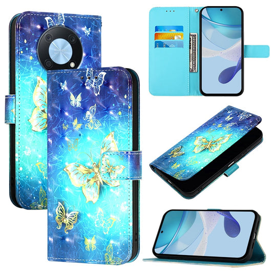 Huawei Nova Y90 Leather Flip Phone Case with 3D Painted Design, Card Holder, Wallet & Stand Function - Durable Protection & Easy Access