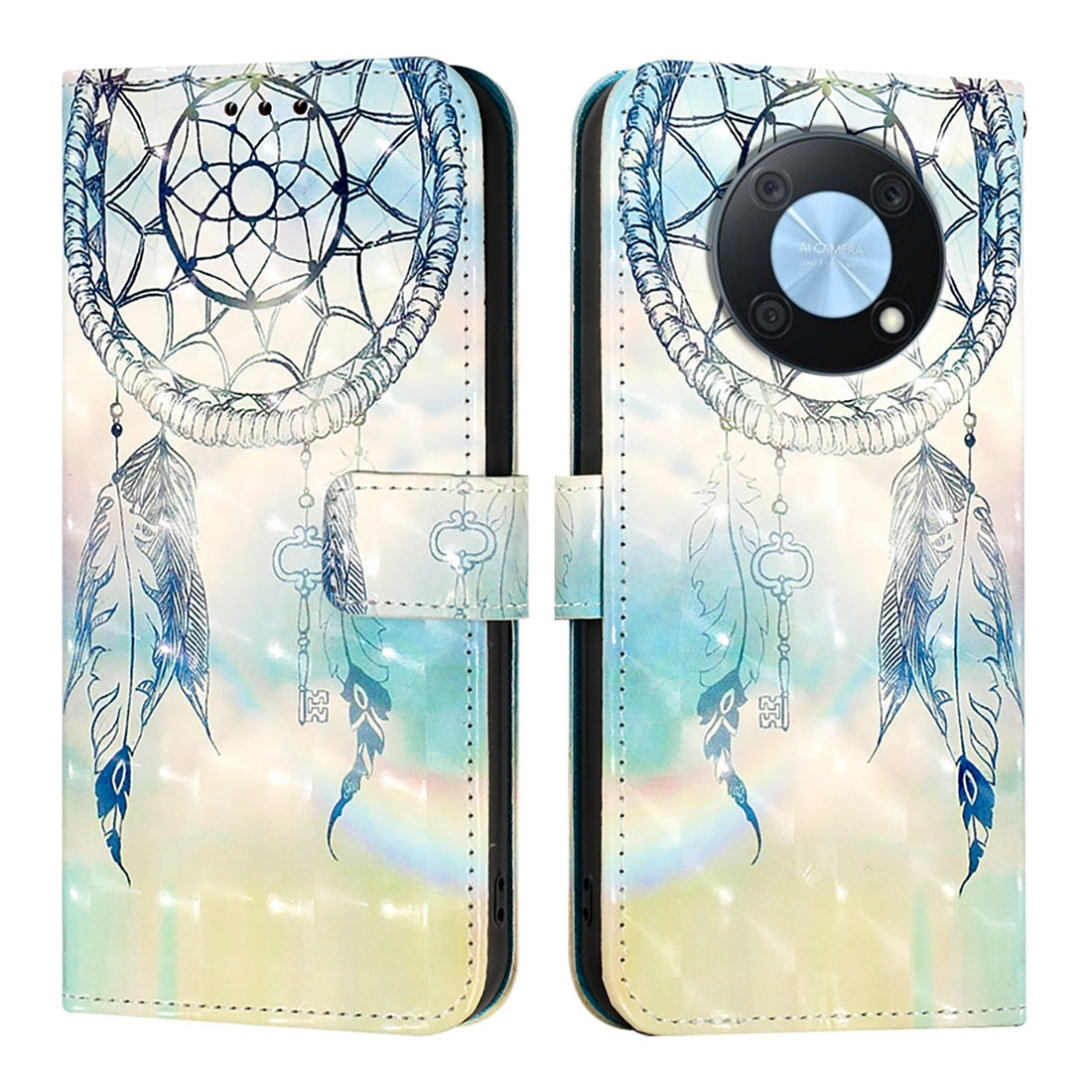 Huawei Nova Y90 Leather Flip Phone Case with 3D Painted Design, Card Holder, Wallet & Stand Function - Durable Protection & Easy Access