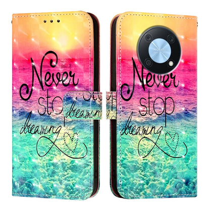 Huawei Nova Y90 Leather Flip Phone Case with 3D Painted Design, Card Holder, Wallet & Stand Function - Durable Protection & Easy Access