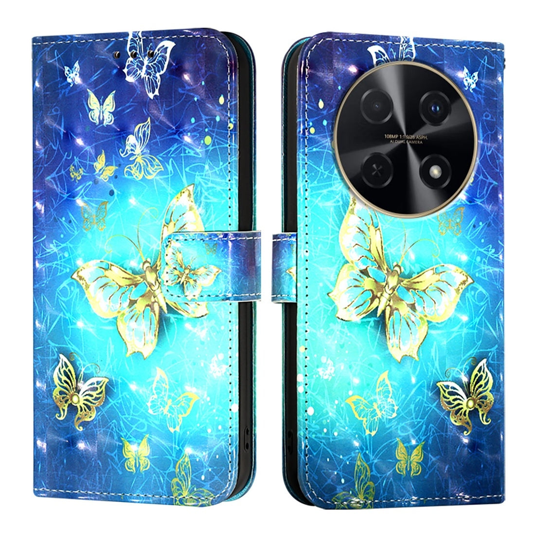 Huawei nova 12i Global Leather Flip Phone Case with 3D Painted Design, Card Holder, Wallet & Stand Function - Durable Protection & Easy Access