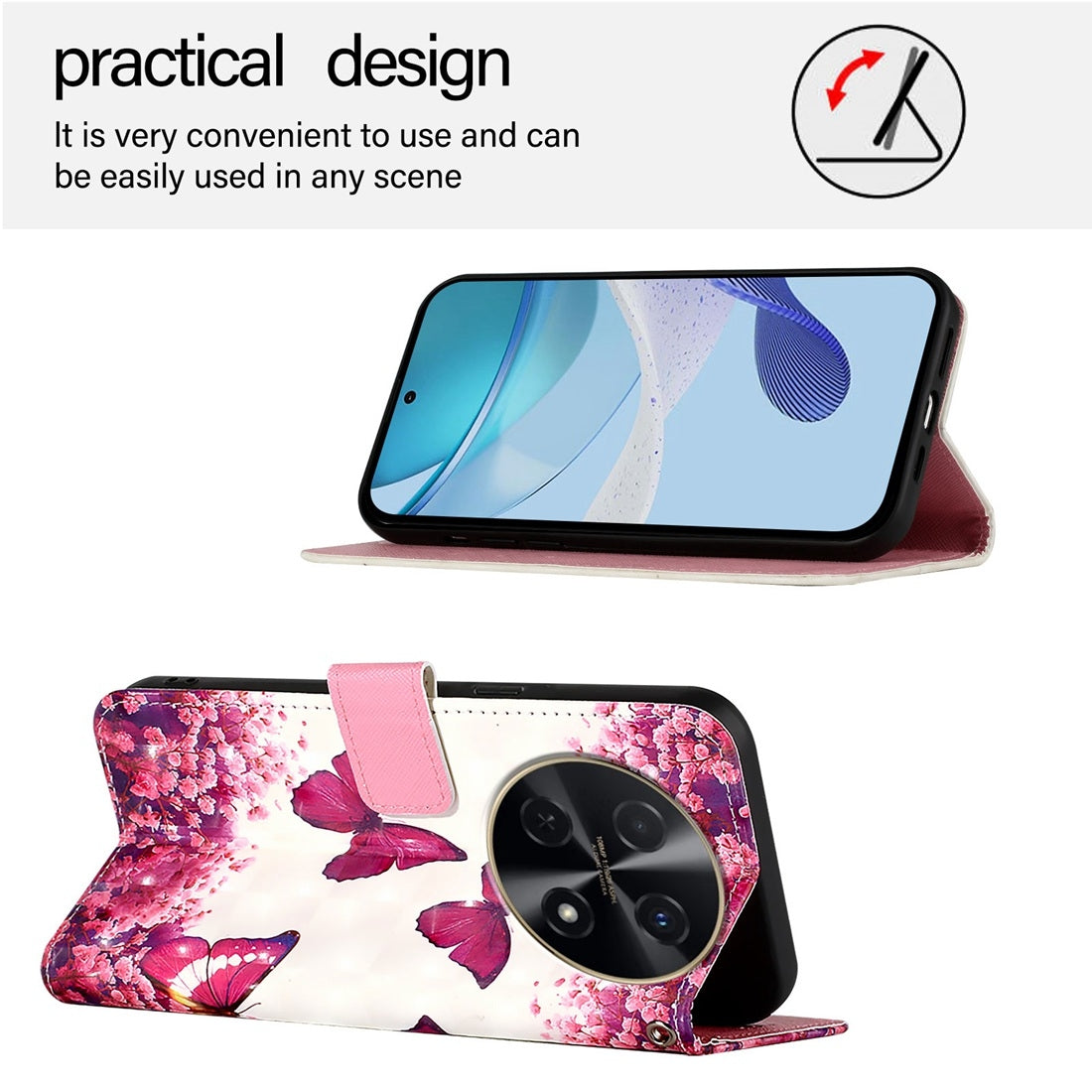 Huawei nova 12i Global Leather Flip Phone Case with 3D Painted Design, Card Holder, Wallet & Stand Function - Durable Protection & Easy Access