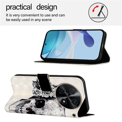Huawei nova 12i Global Leather Flip Phone Case with 3D Painted Design, Card Holder, Wallet & Stand Function - Durable Protection & Easy Access