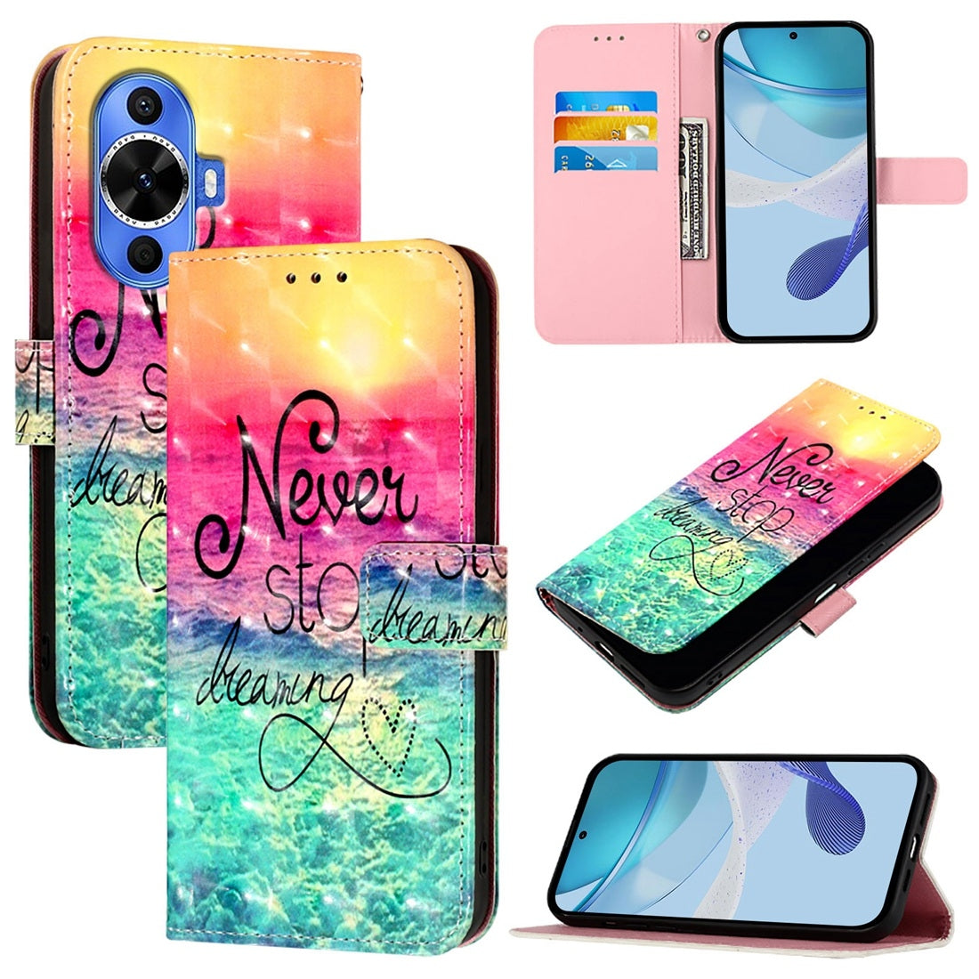 Huawei nova 12s Global Leather Flip Phone Case with 3D Painted Design, Card Holder, Wallet & Stand Function - Durable Protection & Easy Access