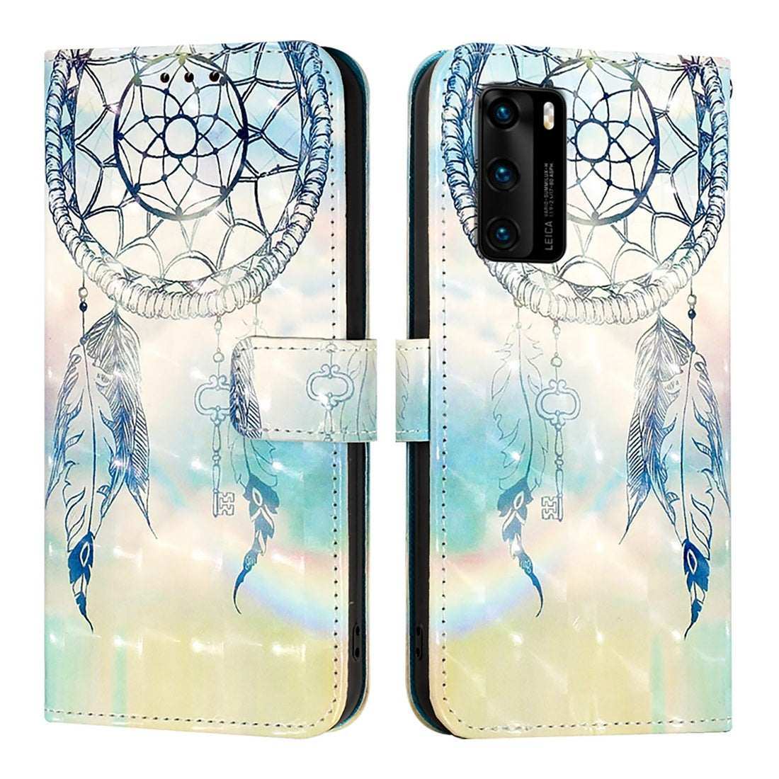 Huawei P40 Leather Flip Phone Case with 3D Painted Design, Card Holder, Wallet & Stand Function - Durable Protection & Easy Access