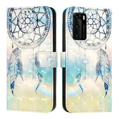 Huawei P40 Leather Flip Phone Case with 3D Painted Design, Card Holder, Wallet & Stand Function - Durable Protection & Easy Access