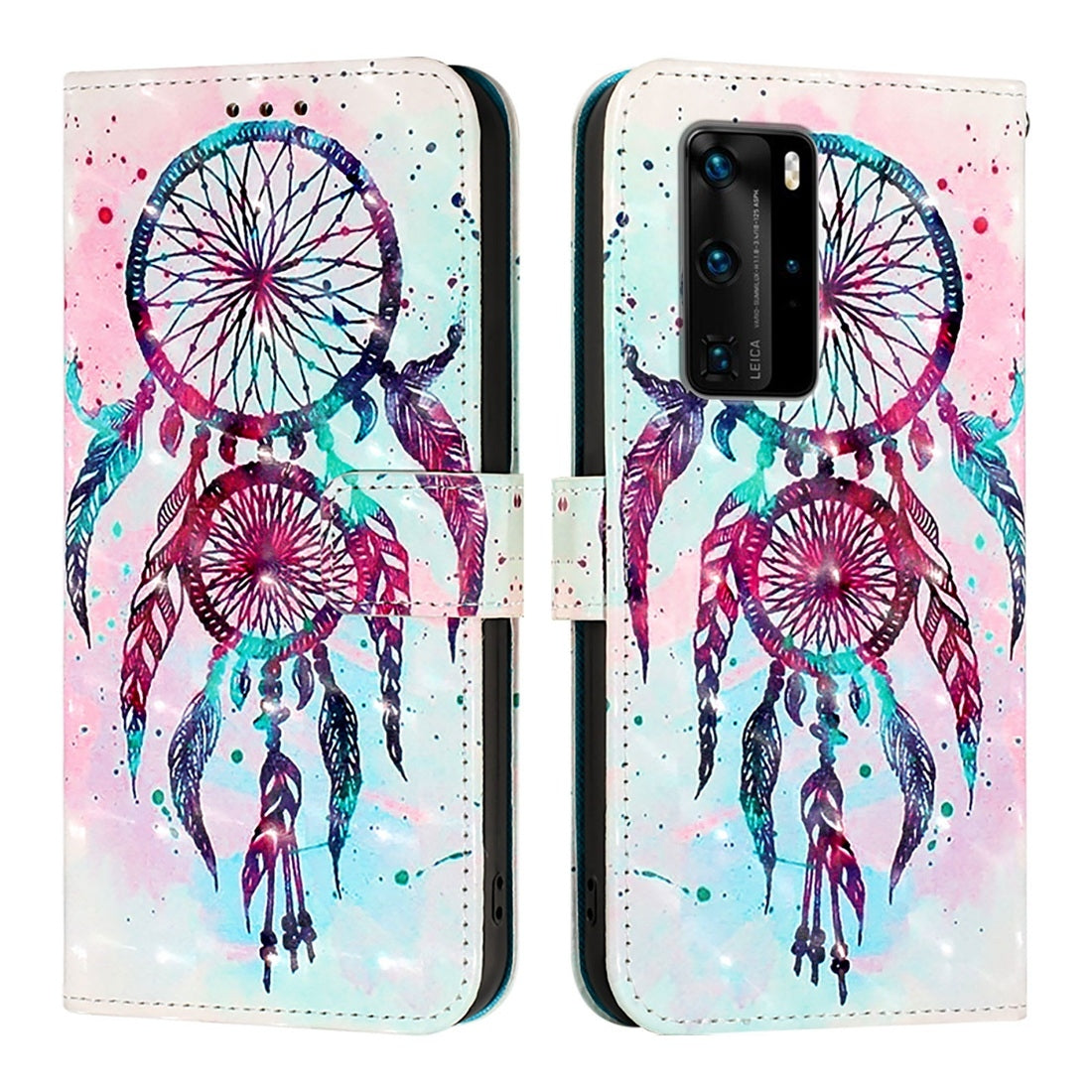 Huawei P40 Pro Leather Flip Phone Case with 3D Painted Design, Card Holder, Wallet & Stand Function - Durable Protection & Easy Access