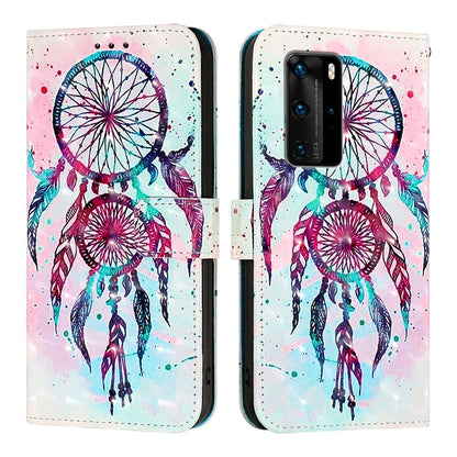 Huawei P40 Pro Leather Flip Phone Case with 3D Painted Design, Card Holder, Wallet & Stand Function - Durable Protection & Easy Access