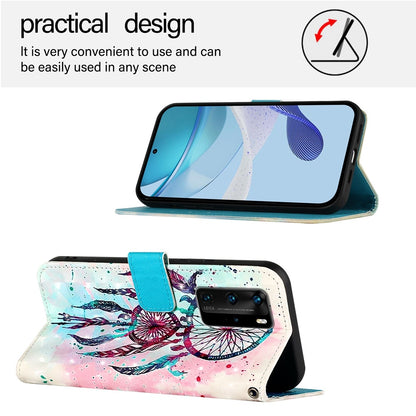 Huawei P40 Pro Leather Flip Phone Case with 3D Painted Design, Card Holder, Wallet & Stand Function - Durable Protection & Easy Access