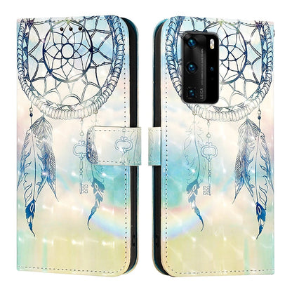 Huawei P40 Pro Leather Flip Phone Case with 3D Painted Design, Card Holder, Wallet & Stand Function - Durable Protection & Easy Access