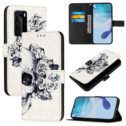 Huawei P40 Pro Leather Flip Phone Case with 3D Painted Design, Card Holder, Wallet & Stand Function - Durable Protection & Easy Access