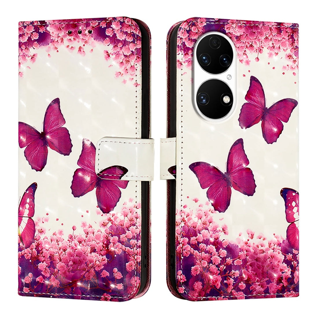 Huawei P50 Leather Flip Phone Case with 3D Painted Design, Card Holder, Wallet & Stand Function - Durable Protection & Easy Access