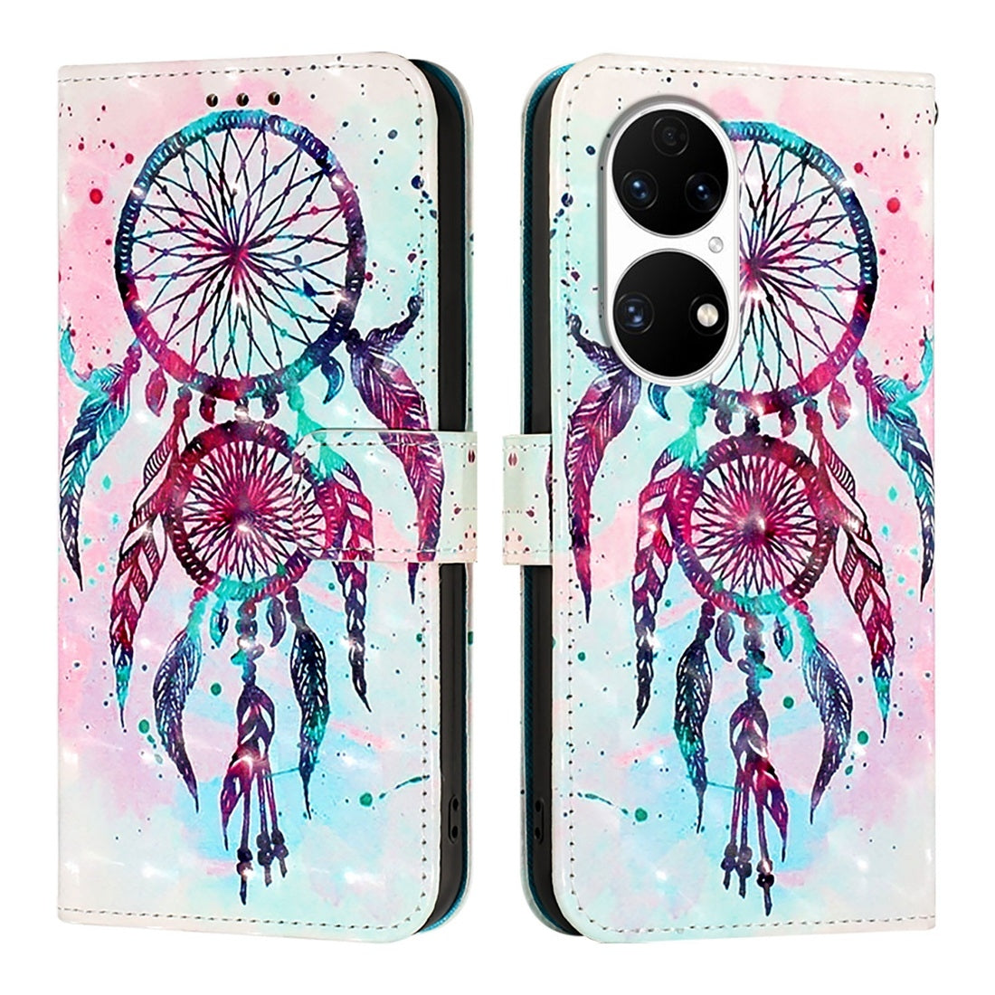 Huawei P50 Pro Leather Flip Phone Case with 3D Painted Design, Card Holder, Wallet & Stand Function - Durable Protection & Easy Access
