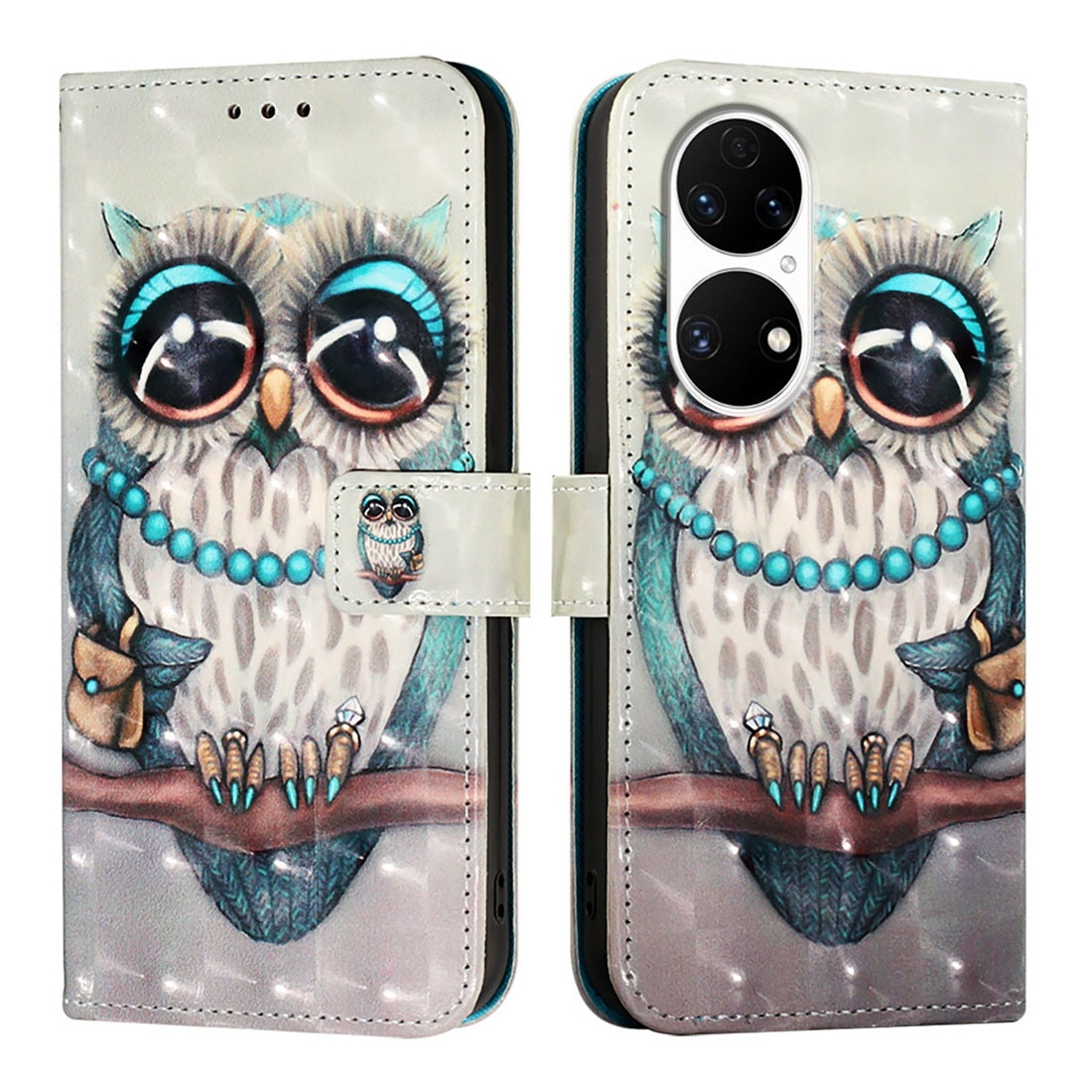 Huawei P50 Pro Leather Flip Phone Case with 3D Painted Design, Card Holder, Wallet & Stand Function - Durable Protection & Easy Access