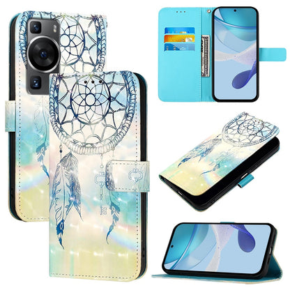 Huawei P60 Pro Leather Flip Phone Case with 3D Painted Design, Card Holder, Wallet & Stand Function - Durable Protection & Easy Access