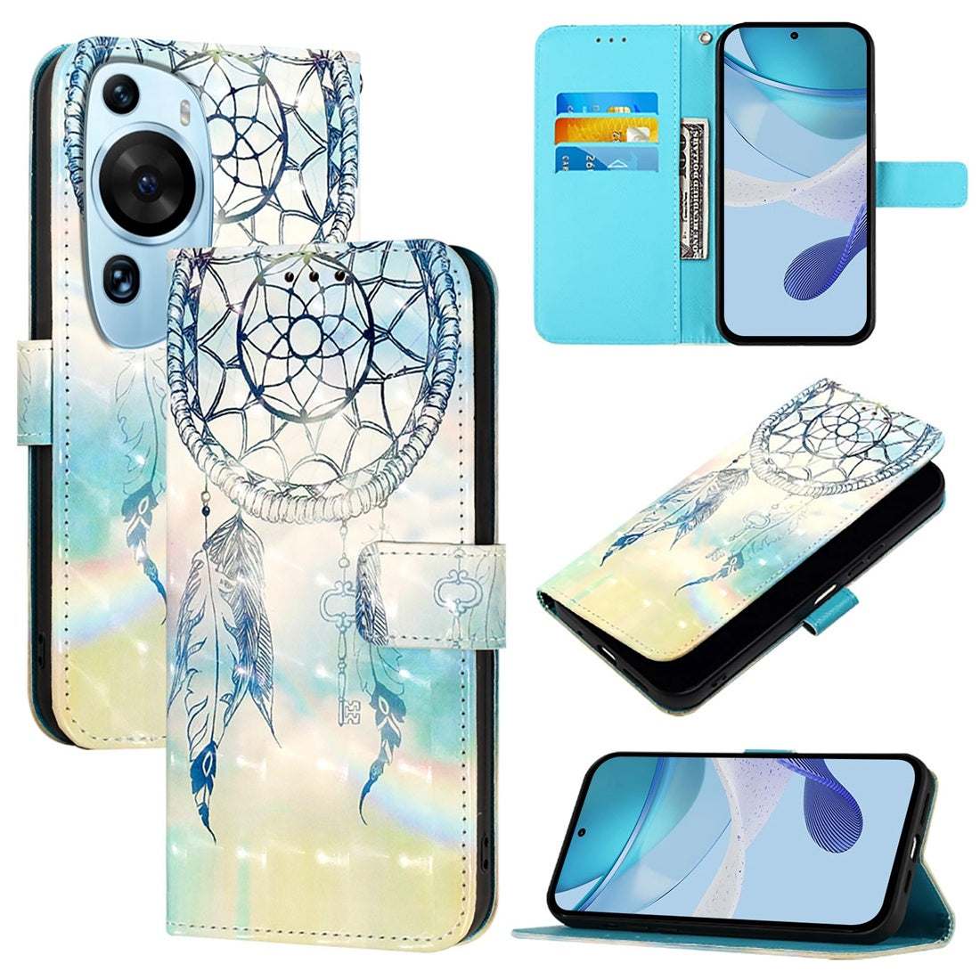 Huawei P60 Art Leather Flip Phone Case with 3D Painted Design, Card Holder, Wallet & Stand Function - Durable Protection & Easy Access