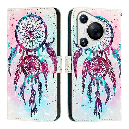 Huawei Pura 70 Leather Flip Phone Case with 3D Painted Design, Card Holder, Wallet & Stand Function - Durable Protection & Easy Access
