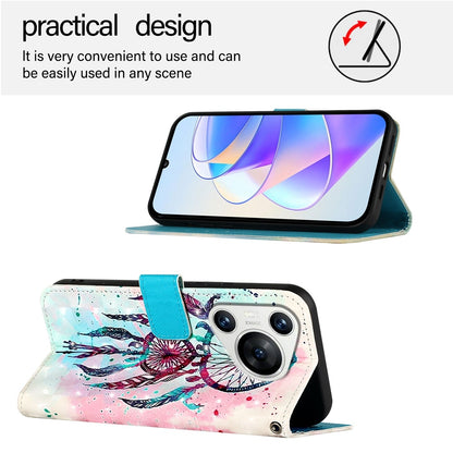 Huawei Pura 70 Leather Flip Phone Case with 3D Painted Design, Card Holder, Wallet & Stand Function - Durable Protection & Easy Access