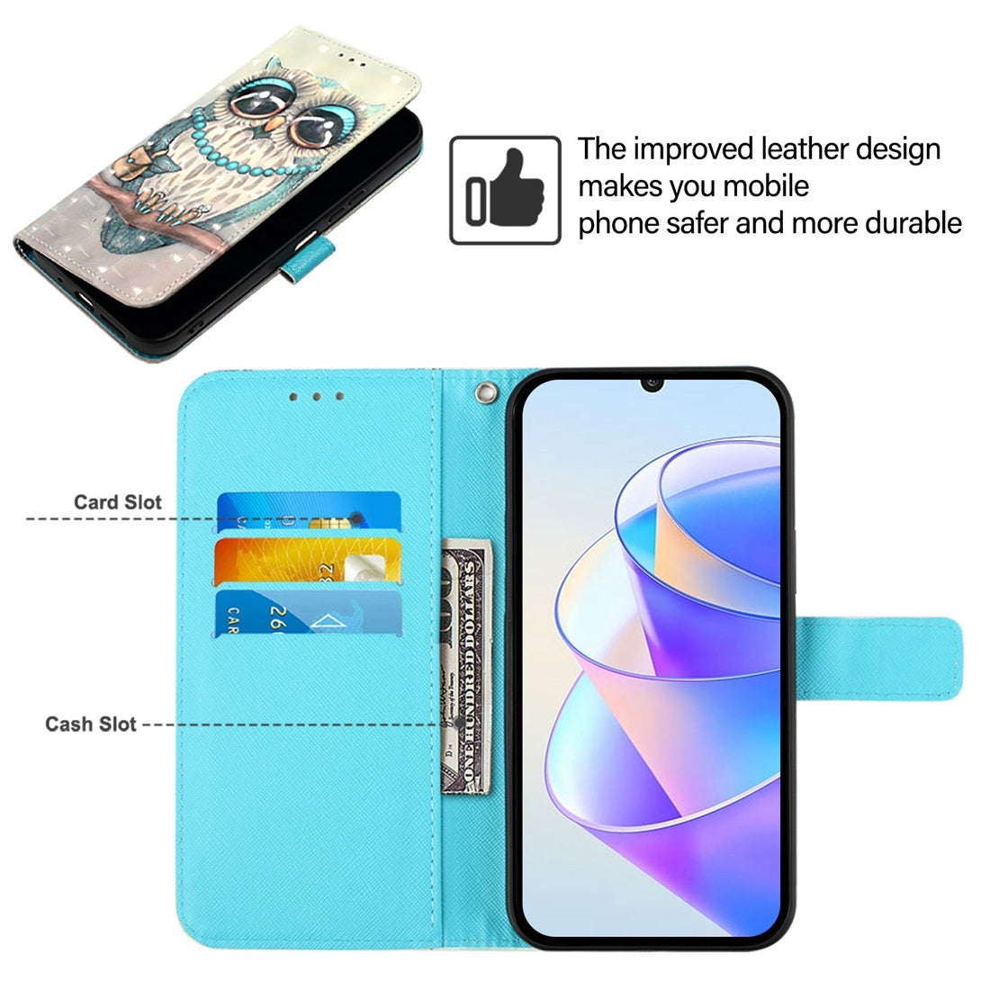 Huawei Pura 70 Leather Flip Phone Case with 3D Painted Design, Card Holder, Wallet & Stand Function - Durable Protection & Easy Access