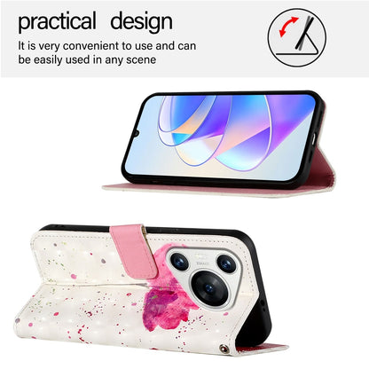 Huawei Pura 70 Leather Flip Phone Case with 3D Painted Design, Card Holder, Wallet & Stand Function - Durable Protection & Easy Access