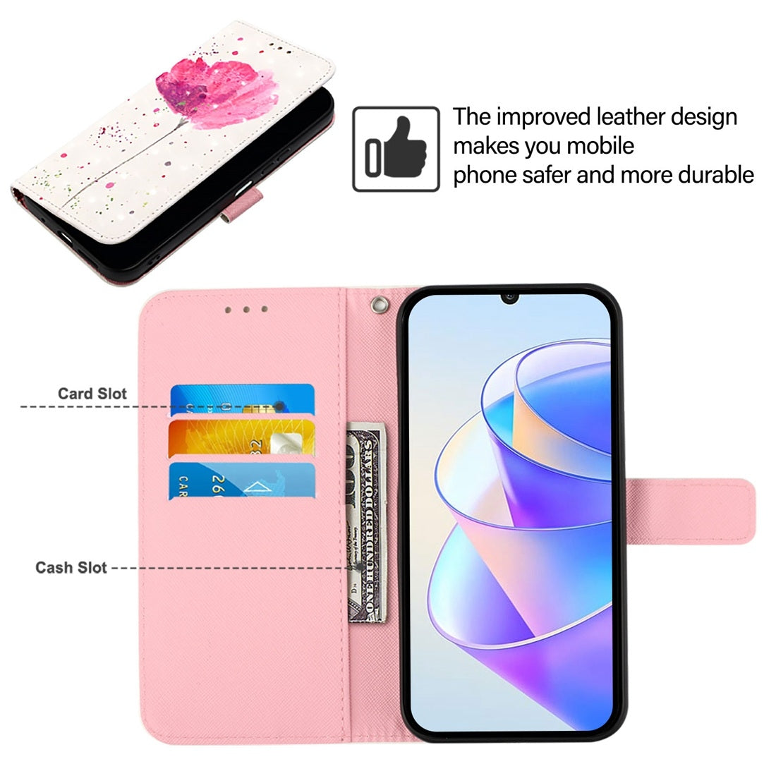 Huawei Pura 70 Leather Flip Phone Case with 3D Painted Design, Card Holder, Wallet & Stand Function - Durable Protection & Easy Access