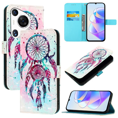 Huawei Pura 70 Pro Leather Flip Phone Case with 3D Painted Design, Card Holder, Wallet & Stand Function - Durable Protection & Easy Access