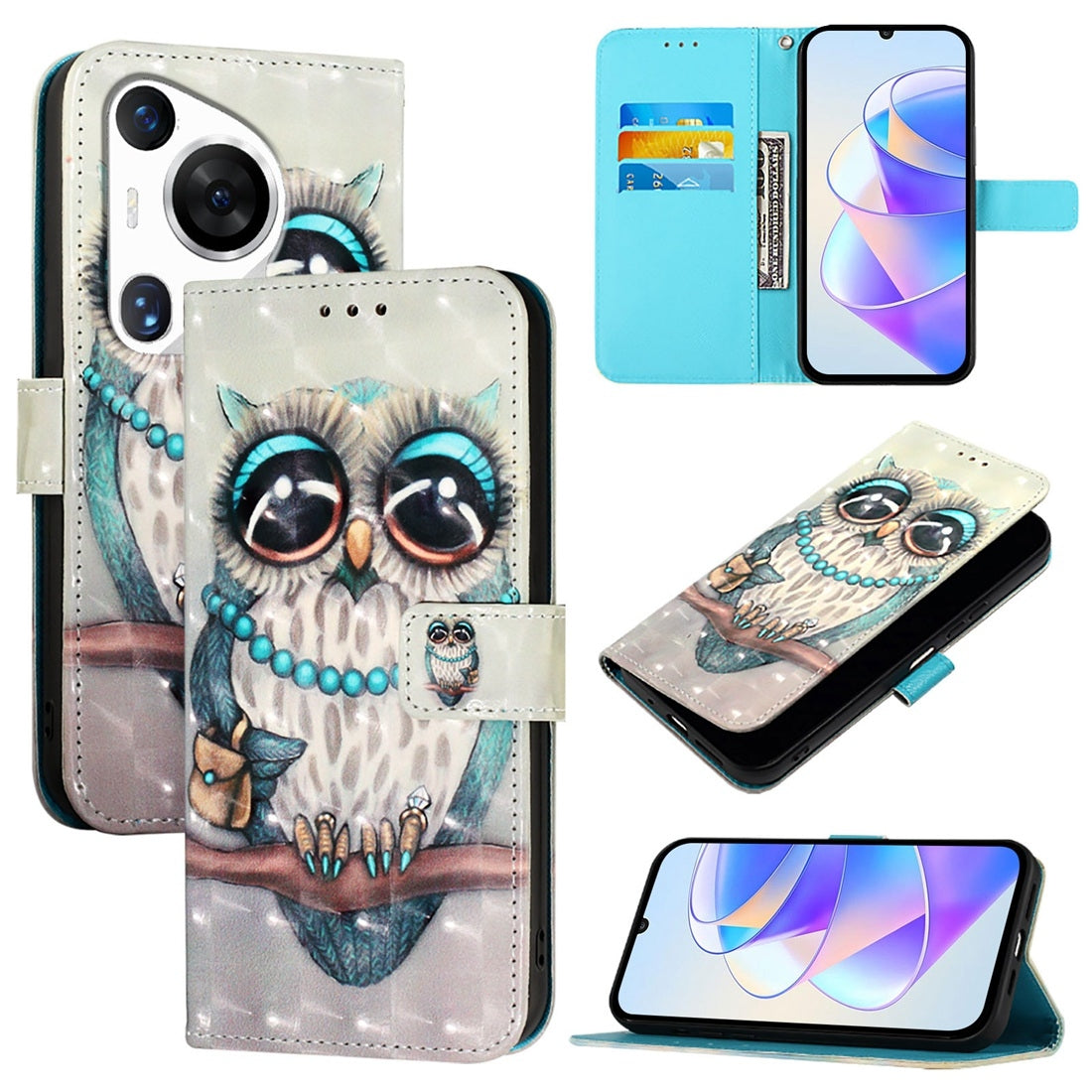 Huawei Pura 70 Pro Leather Flip Phone Case with 3D Painted Design, Card Holder, Wallet & Stand Function - Durable Protection & Easy Access