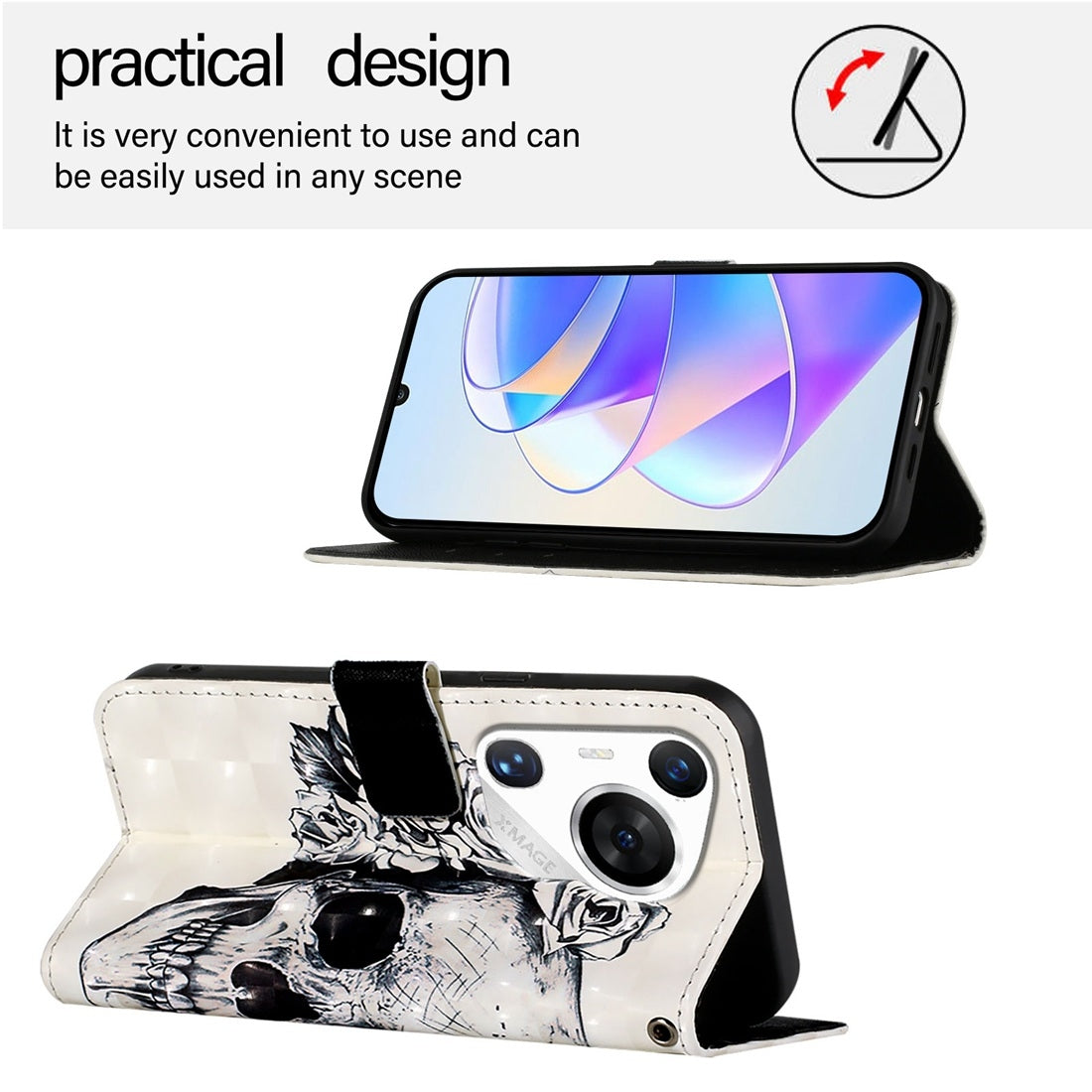Huawei Pura 70 Pro Leather Flip Phone Case with 3D Painted Design, Card Holder, Wallet & Stand Function - Durable Protection & Easy Access