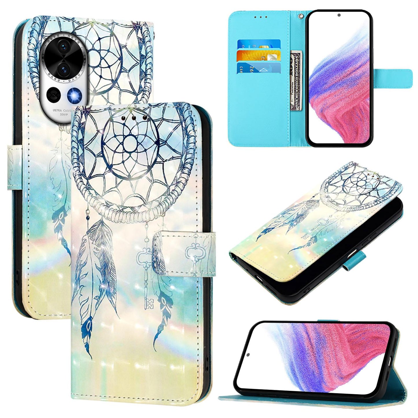 Huawei nova 13 Leather Flip Phone Case with 3D Painted Design, Card Holder, Wallet & Stand Function - Durable Protection & Easy Access
