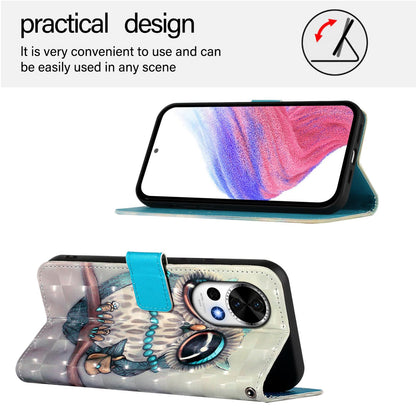 Huawei nova 12 Leather Flip Phone Case with 3D Painted Design, Card Holder, Wallet & Stand Function - Durable Protection & Easy Access