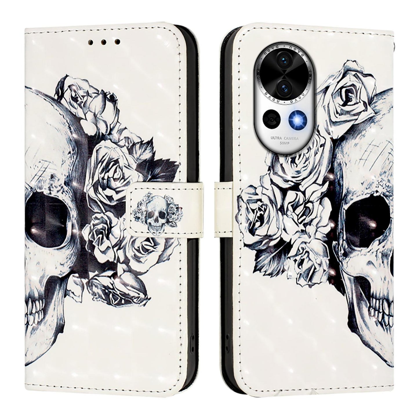 Huawei nova 12 Leather Flip Phone Case with 3D Painted Design, Card Holder, Wallet & Stand Function - Durable Protection & Easy Access