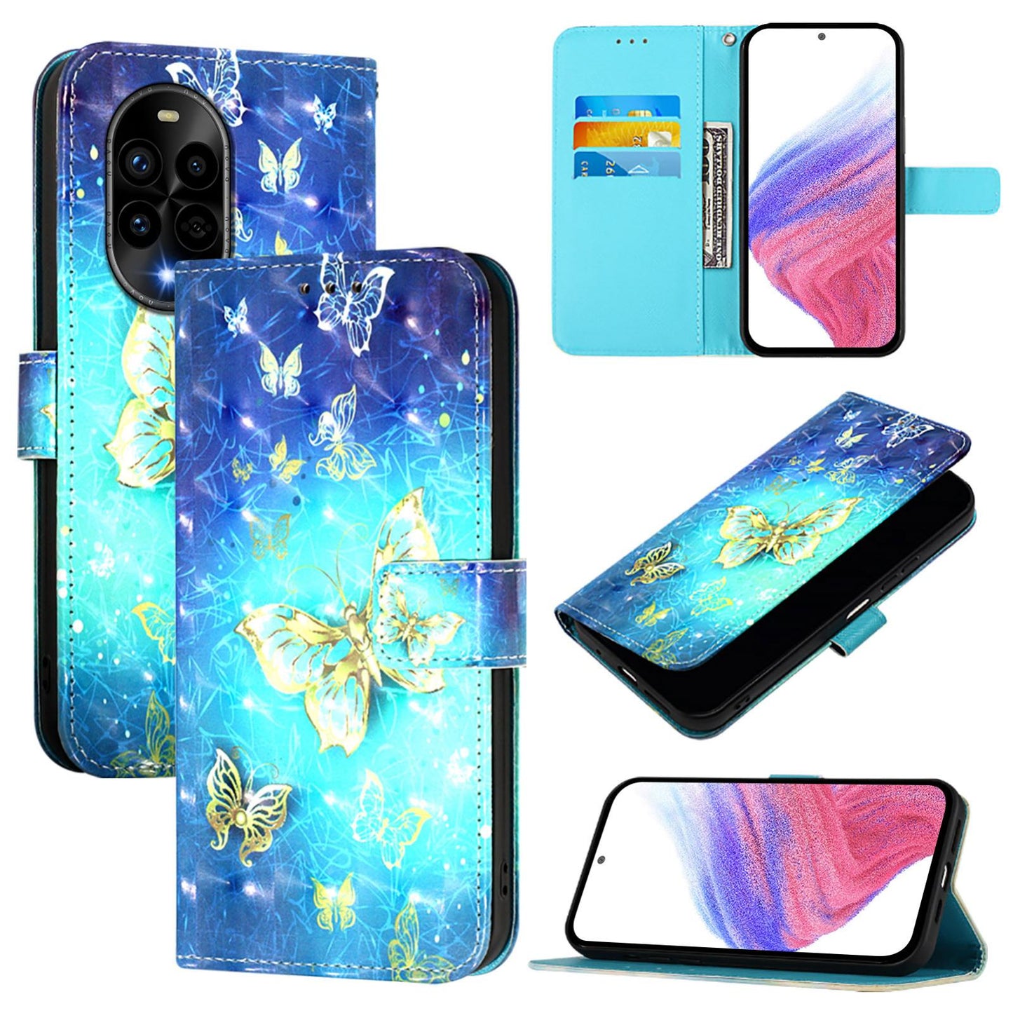 Huawei nova 13 Pro Leather Flip Phone Case with 3D Painted Design, Card Holder, Wallet & Stand Function - Durable Protection & Easy Access