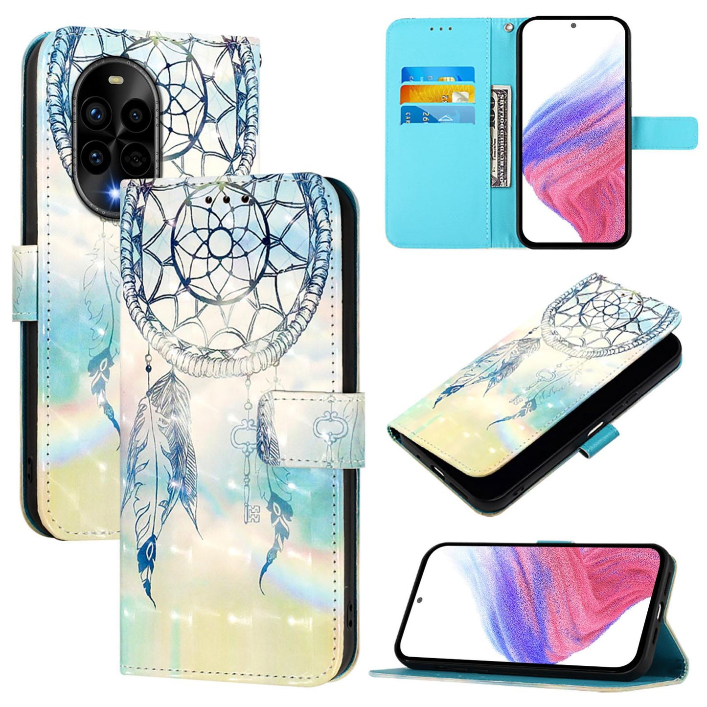 Huawei nova 13 Pro Leather Flip Phone Case with 3D Painted Design, Card Holder, Wallet & Stand Function - Durable Protection & Easy Access