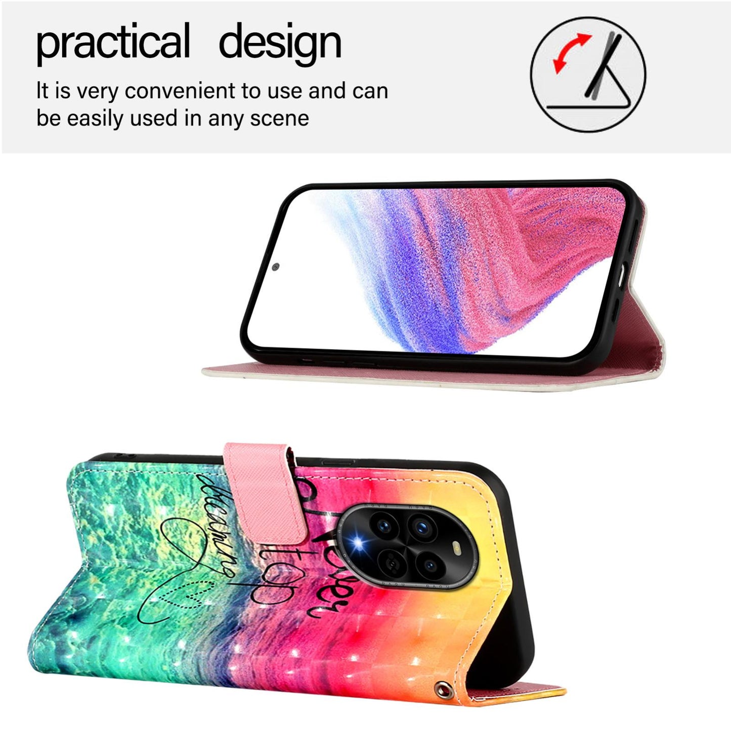 Huawei nova 13 Pro Leather Flip Phone Case with 3D Painted Design, Card Holder, Wallet & Stand Function - Durable Protection & Easy Access