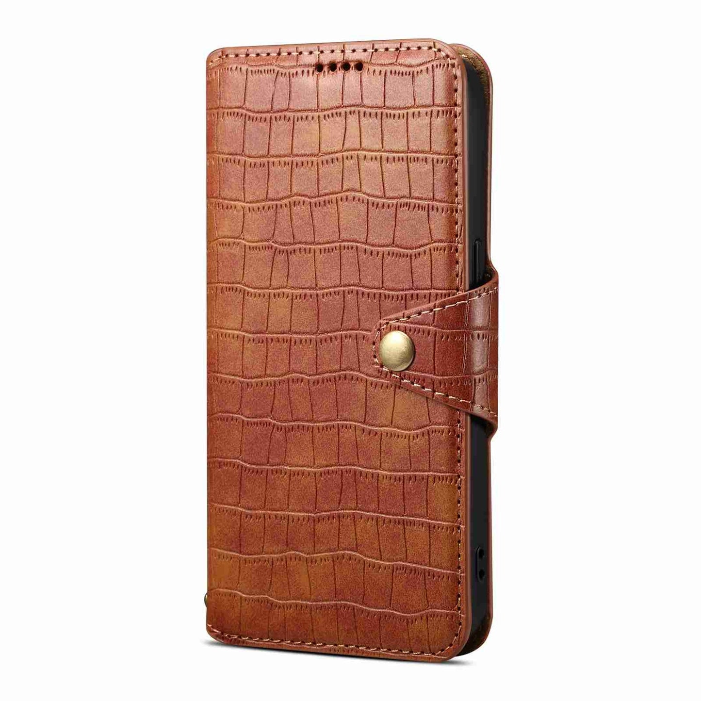 iPhone 15 Pro Max Denior Leather Case - Crocodile Texture with Oil Edge, Wallet & Kickstand Features