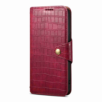 iPhone 15 Pro Denior Leather Case - Crocodile Texture with Oil Edge, Wallet & Kickstand Features