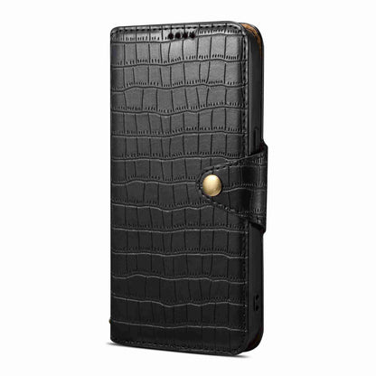 iPhone 15 Pro Denior Leather Case - Crocodile Texture with Oil Edge, Wallet & Kickstand Features