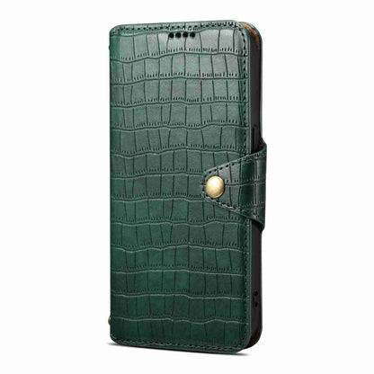 iPhone 12 Pro Denior Leather Case - Crocodile Texture with Oil Edge, Wallet & Kickstand Features
