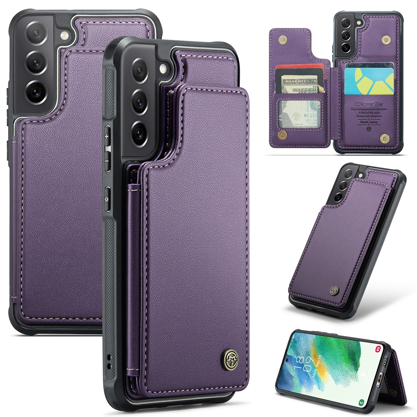 Samsung Galaxy S21 FE 5G CaseMe C22 Card Slots Holder RFID Anti-theft Phone Case