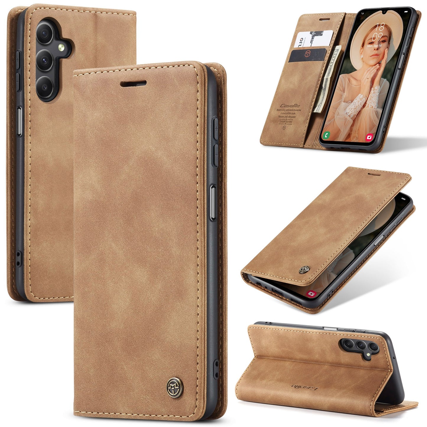 Samsung Galaxy A15 5G Leather Wallet Case - Horizontal Flip Design with Card Slots