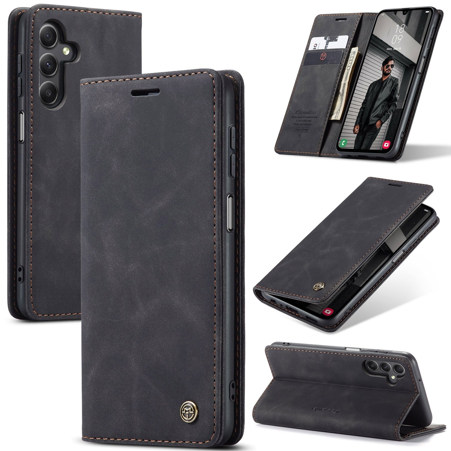 Samsung Galaxy A15 5G Leather Wallet Case - Horizontal Flip Design with Card Slots