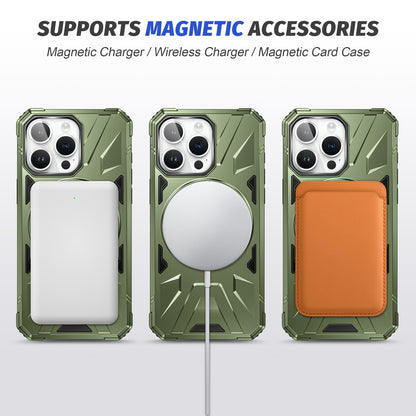iPhone 15 Pro Max MagSafe Shockproof Case - Magnetic Ring Holder, Rugged Protection, Wireless Charging Compatible