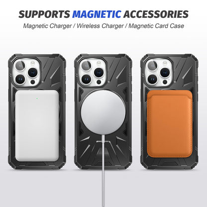 iPhone 15 Plus MagSafe Shockproof Case - Magnetic Ring Holder, Rugged Protection, Wireless Charging Compatible