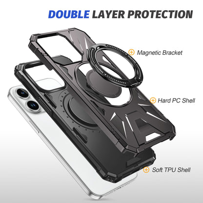 iPhone 15 Plus MagSafe Shockproof Case - Magnetic Ring Holder, Rugged Protection, Wireless Charging Compatible
