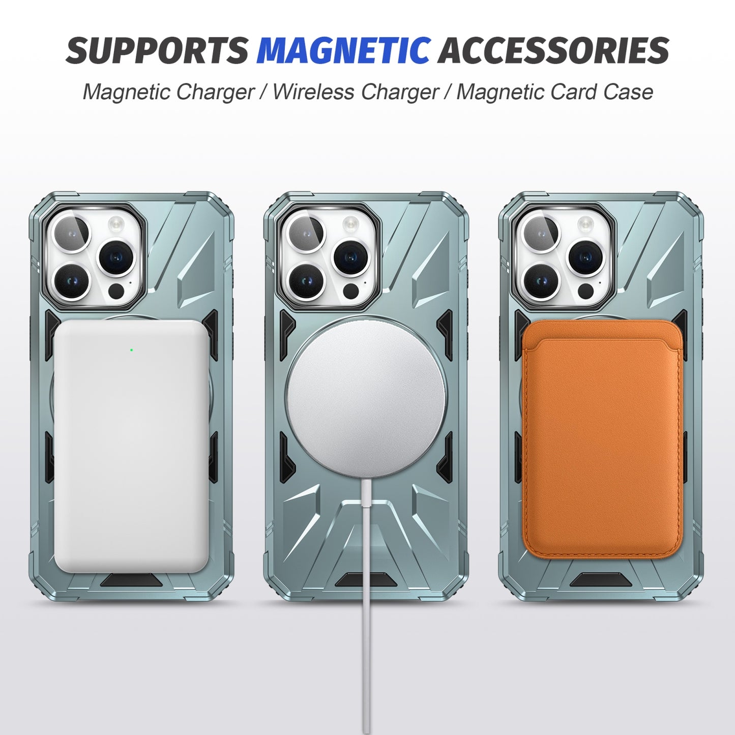 iPhone 14 Plus MagSafe Shockproof Case - Magnetic Ring Holder, Rugged Protection, Wireless Charging Compatible