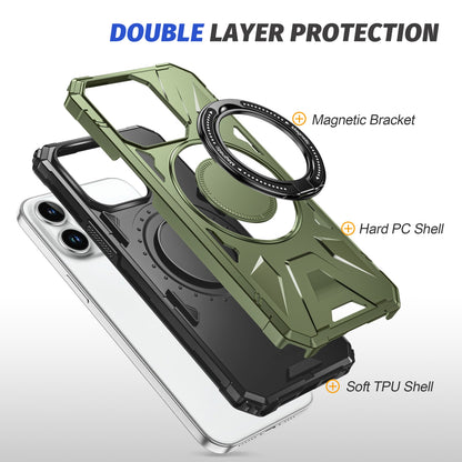 iPhone 14 Pro MagSafe Shockproof Case - Magnetic Ring Holder, Rugged Protection, Wireless Charging Compatible