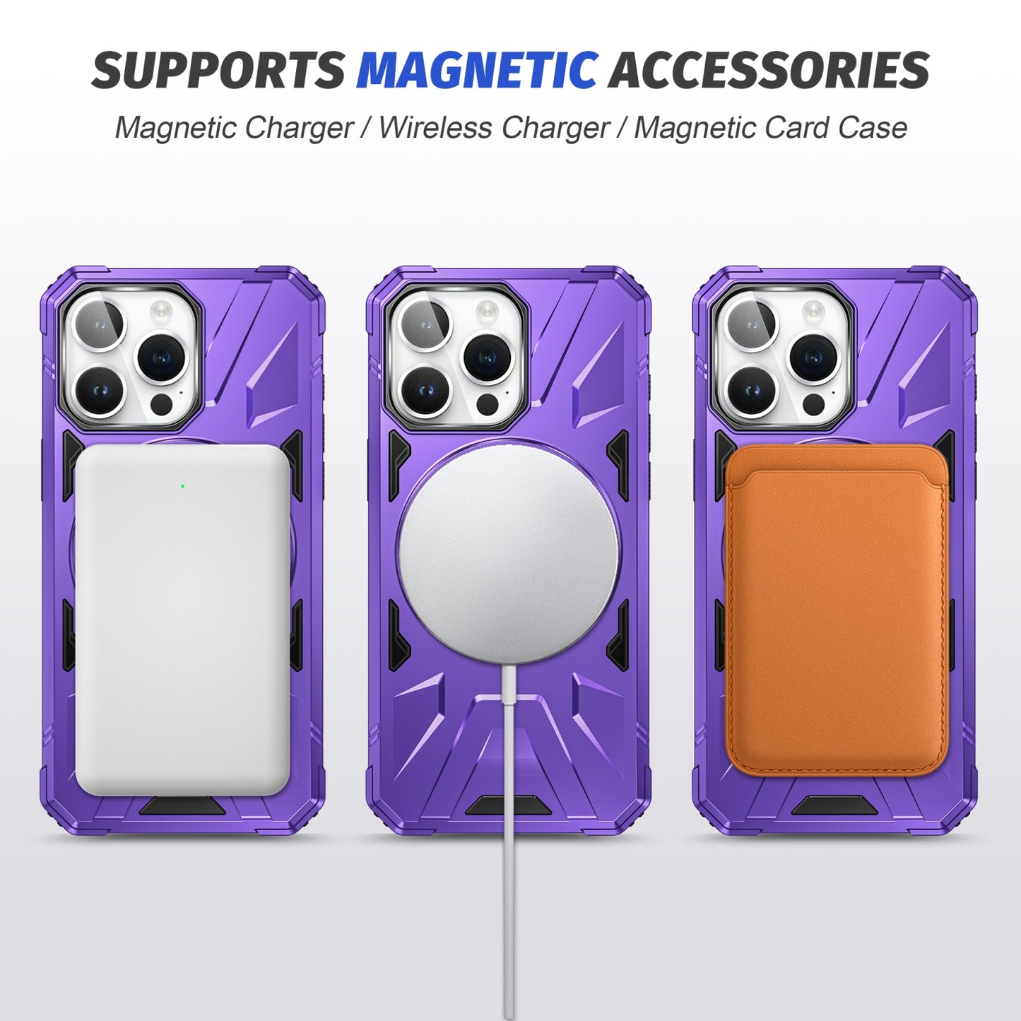 iPhone 13 Pro Max MagSafe Shockproof Case - Magnetic Ring Holder, Rugged Protection, Wireless Charging Compatible