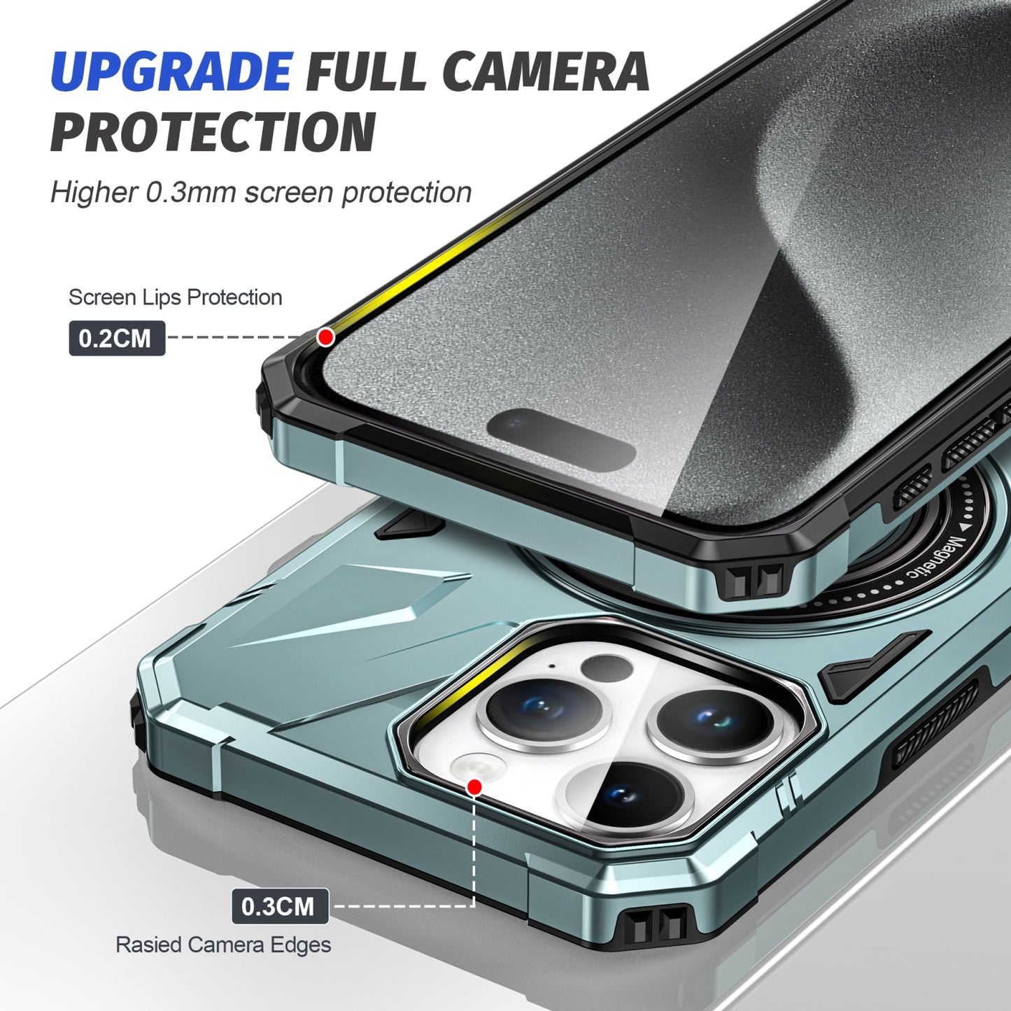 iPhone 12/12 Pro MagSafe Shockproof Case - Magnetic Ring Holder, Rugged Protection, Wireless Charging Compatible