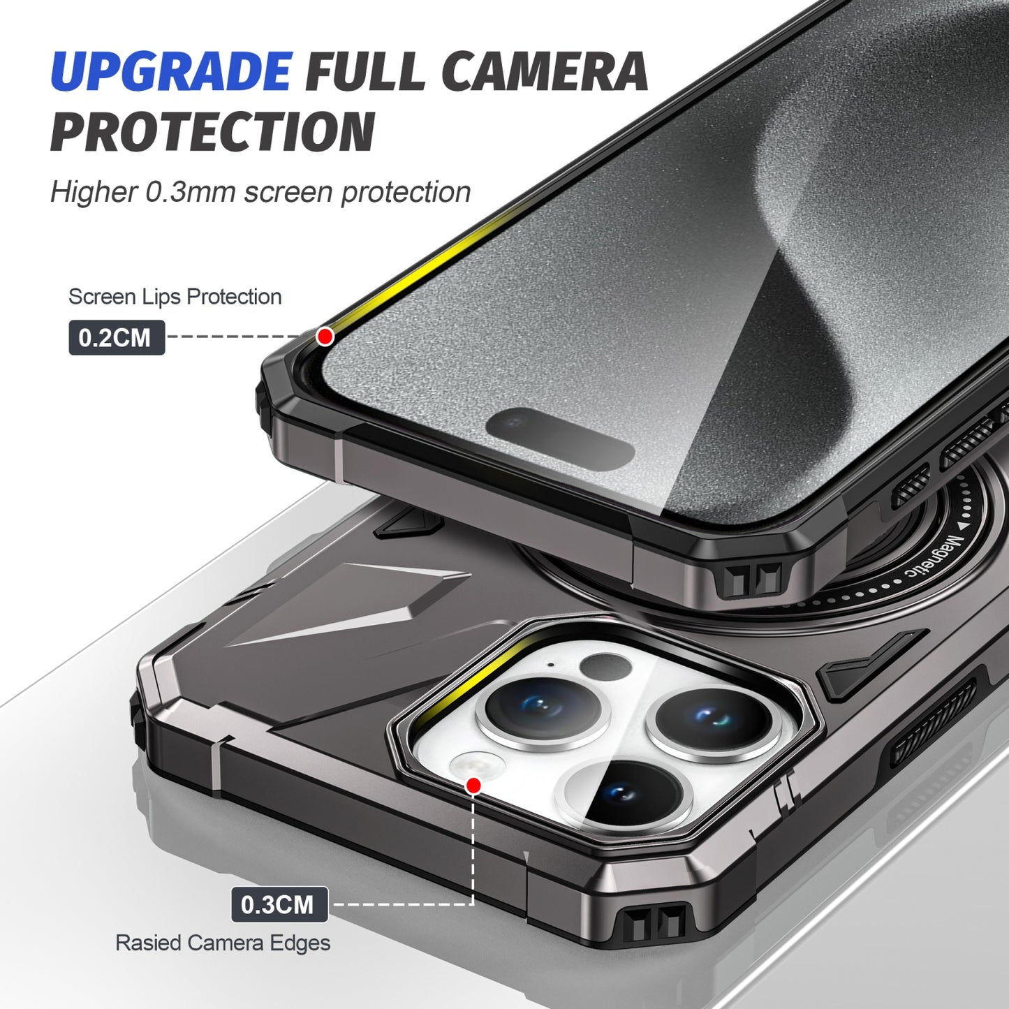 iPhone 12 Pro Max MagSafe Shockproof Case - Magnetic Ring Holder, Rugged Protection, Wireless Charging Compatible