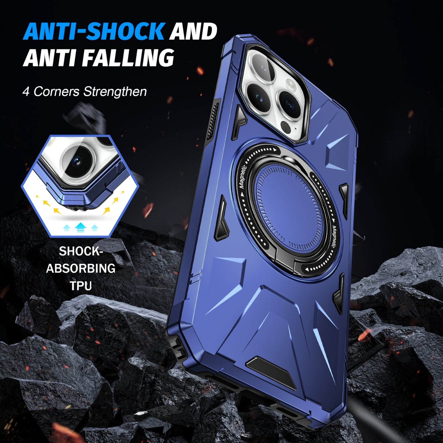 iPhone 11 MagSafe Shockproof Case - Magnetic Ring Holder, Rugged Protection, Wireless Charging Compatible